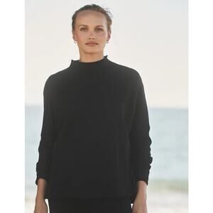Frank & Eileen Effie Long Sleeve Funnel Neck Capelet Black Triple Fleece M